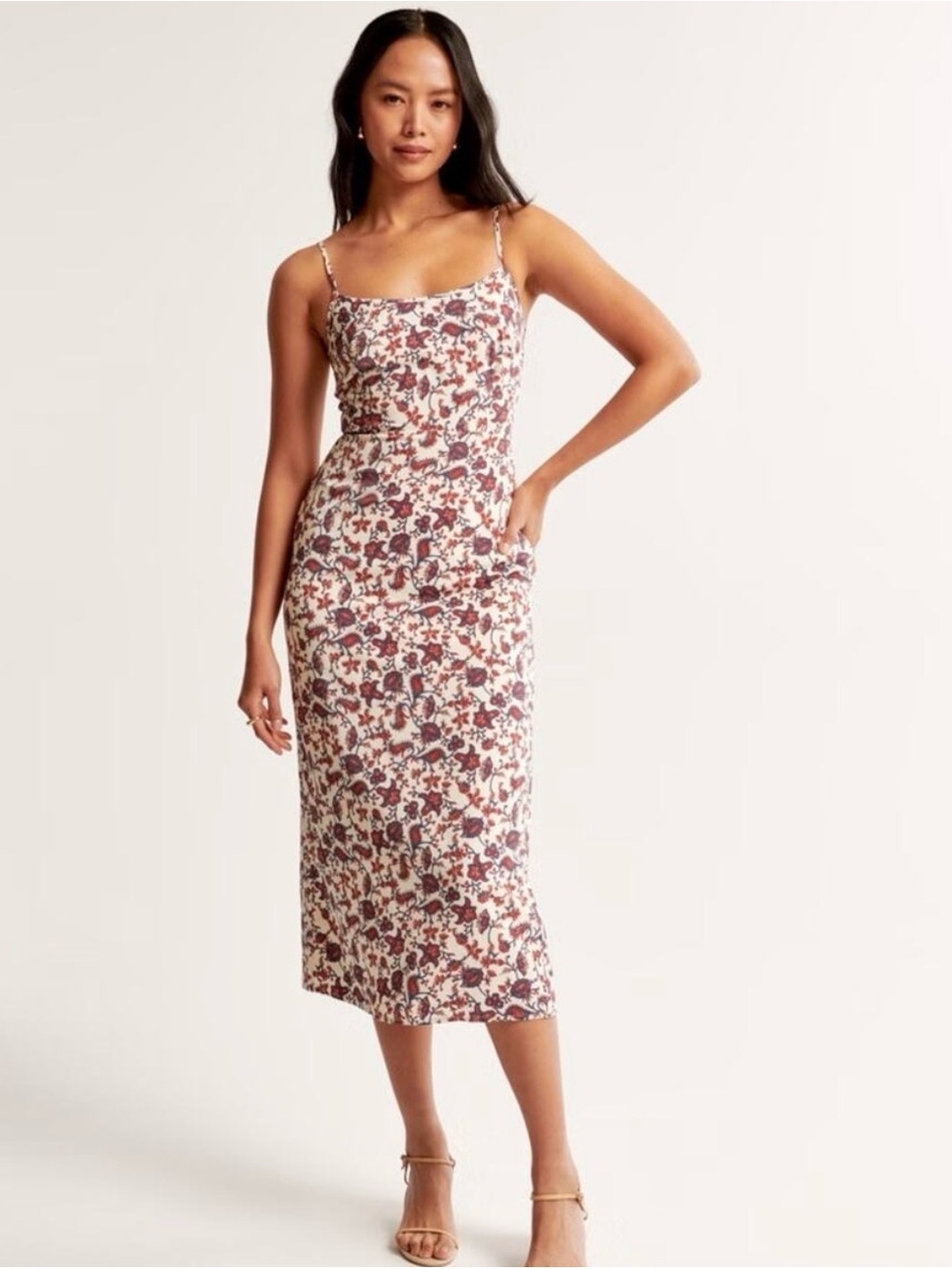 Abercrombie & Fitch Size M Floral Scoop-Neck Midi Dress!